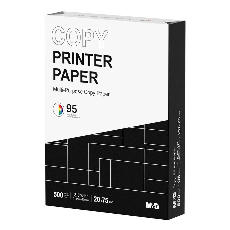 MG Multipurpose Copy Printer Paper, 8.5 x 11, 20lb, 1 Ream (500 Sheets), 95 Bright, White - Image 1